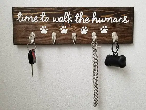 Dog leash holder mounted on wall